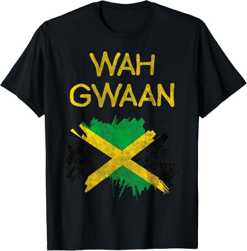 100% Cotton Wah Gwaan Jamaica Flag Jamaican Pride Reggae Vacation TShirt T-Shirt
