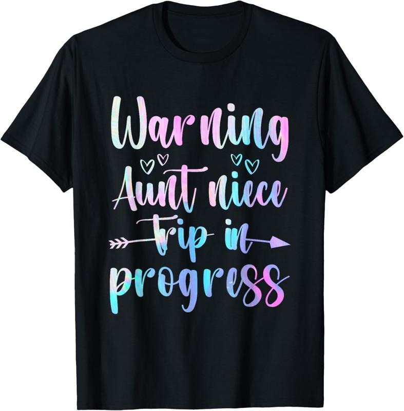 100% Cotton Warning Aunt Niece Trip In Progress Aunt Niece Trip Vacation T-Shirt