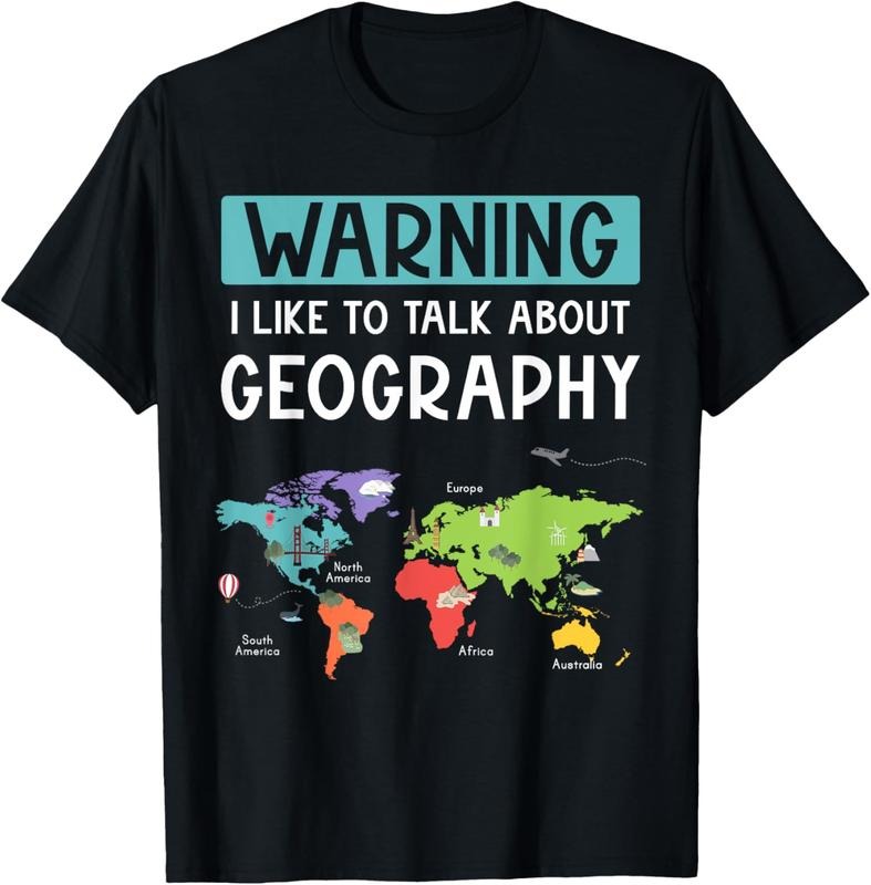 100% Cotton Warning I Like To Talk About Geography Teacher Cartographer T-Shirt