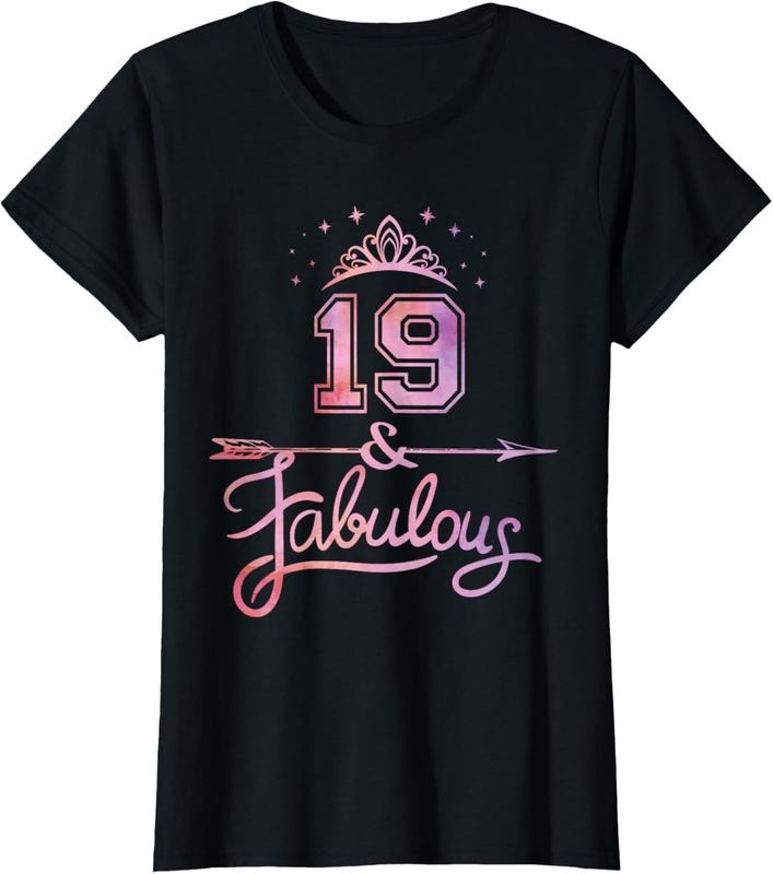 100% Cotton Women 19 Years Old And Fabulous Happy 19th Birthday T-Shirt