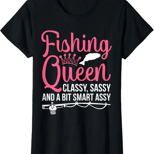 100% Cotton Women Fishing for Girls Fish Bass Fishing T-Shirt
