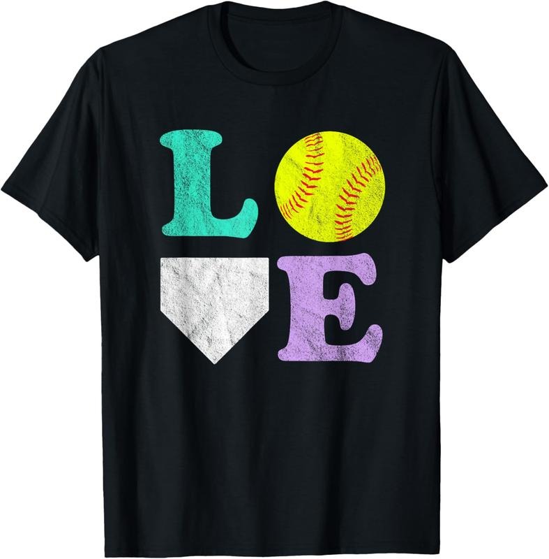100% Cotton Women's or Girls I Love Softball T-Shirt