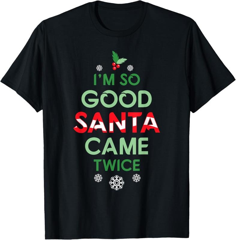 100% Cotton Womens Santa Came Twice Christmas Funny Sexy Naughty Claus T-Shirt