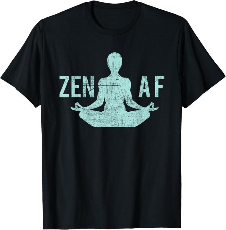 100% Cotton Zen AF T-Shirt Cute Yoga Clothes Funny Gifts For Women T-Shirt