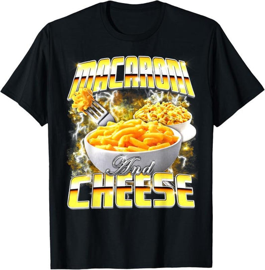 100% Cotton macaroniaroni and Cheese Meme Bootleg Rap Style 90s Vintage Funny T-Shirt