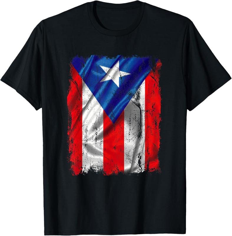 100% Cotton vintage Puerto Rico flag for men women  and family T-Shirt