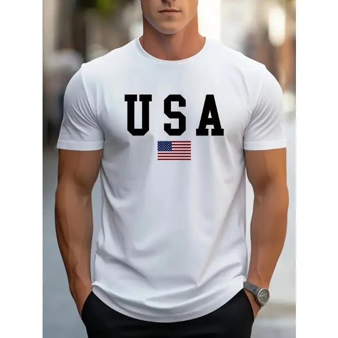 100% Pure Cotton Short Sleeved T-Shirt - Men's Fashionable Round Neck Half Sleeved Drop Shoulder Bottom Shirt for Summer Couples, Sports and Casual Fit, Trendy Clothes with Versatile Style for Men and Women  Made in USA