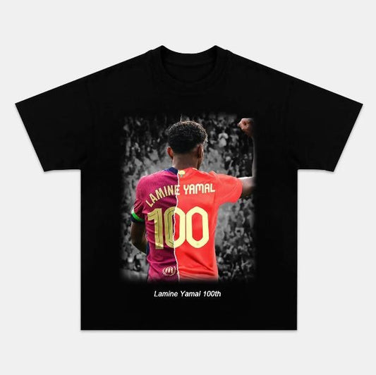 100 Th T-Shirt, Lamine Yamal Vintage Graphic Tees, Unisex Soccer Shirt, Sport Merch, Gift For Fan, Cotton comfort Menswear Womenswear Streetwear