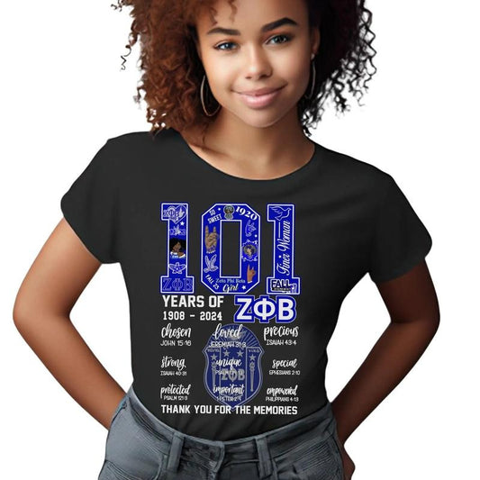 101 Year Of Zeta Phi Beta Shirt, Zeta Phi Beta Sorority Inspired Finer T-Shirt Zeta Tees Z-Phi Shirts Finer Womanhood Shirts Blue & White Blue Pham