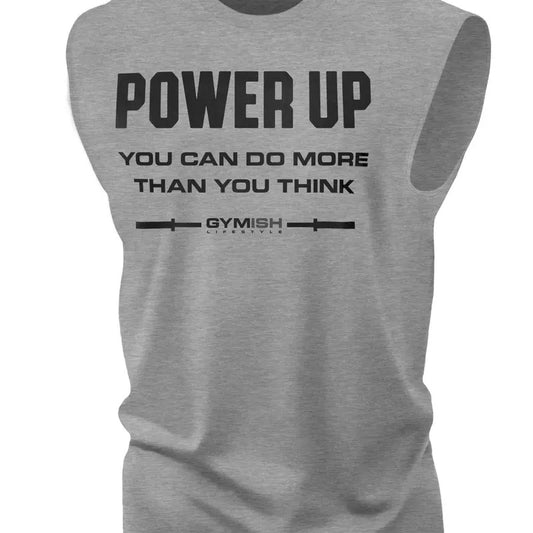 112. Power Up Workout Funny Muscle Tank Top for Men