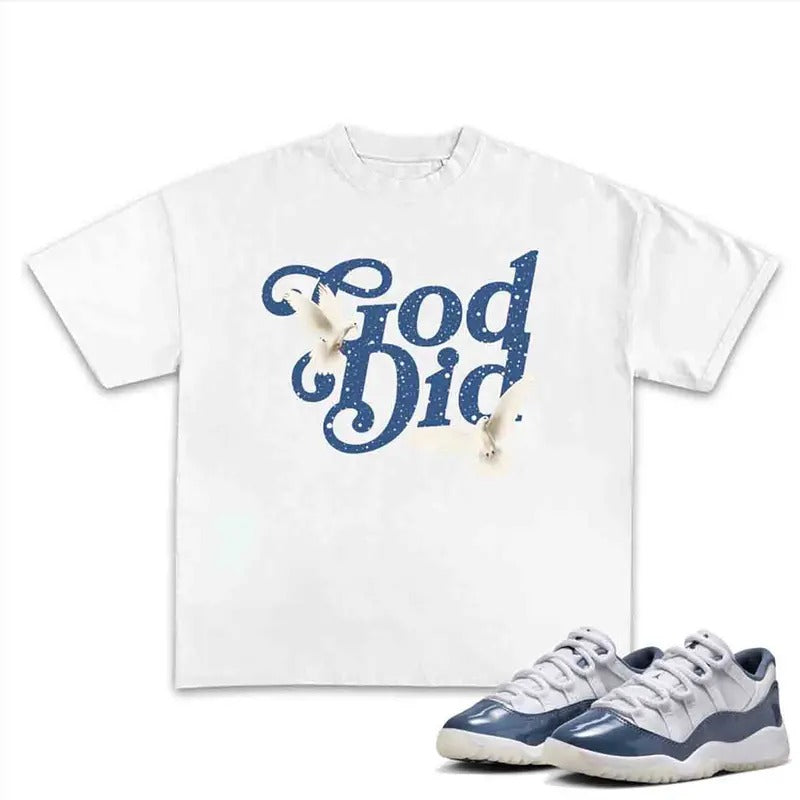 11S Diffused Blue God Did Cotton Menswear Top Streetwear Shortsleeve Tshirt