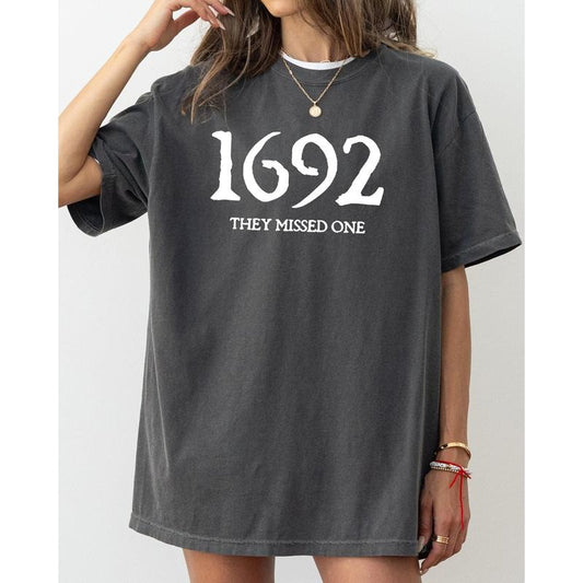 1692, They Missed One, Skeleton, Ghost, Witch, Skull, Spooky, Aesthetic, Meme, Halloween, Costume, Tshirt, Women's, Comfort Colors Tee, Spooky, Tshirt, Witch, Pumpkin, Ghost, Skeleton