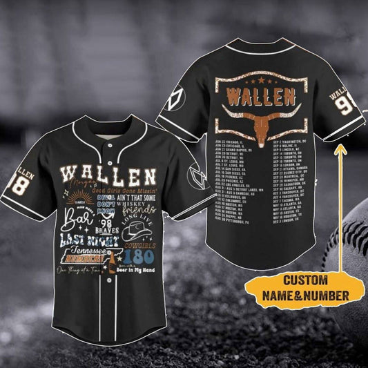 Custom Morgan Wallen Baseball Jersey - One Night At A Time Tour Western Cowboy Country Shirt - Aopprinter