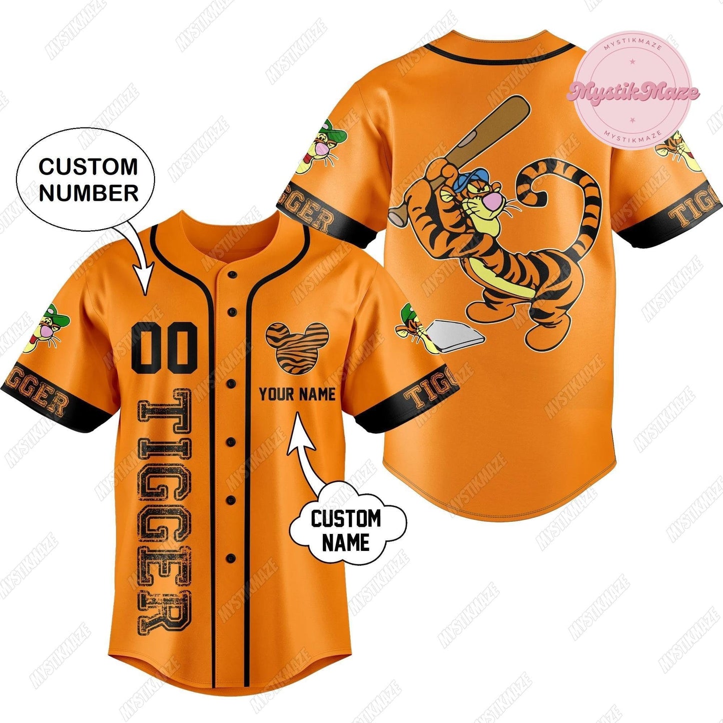 Personalized Tigger Jersey, Winnie The Pooh Jersey Shirt, Tigger Baseball Jersey, Tigger Athletic Jersey, Tigger Football Jersey - Bafud