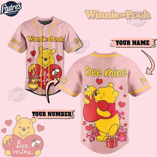 Custom Valentine Winnie The Pooh Be Mine Baseball Jersey - Bafud