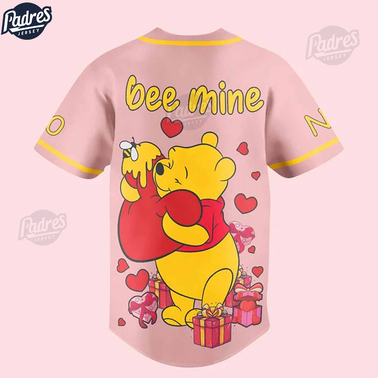 Custom Valentine Winnie The Pooh Be Mine Baseball Jersey - Bafud