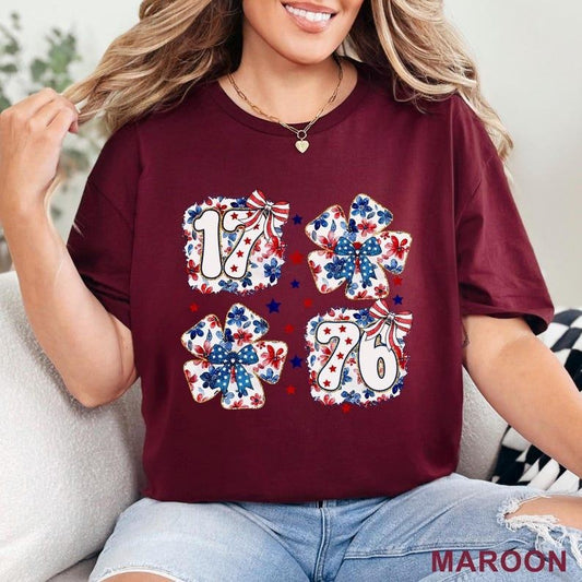 1776 Coquette 4th of July Shirt, Coquette USA Flag Shirt, American Flag Shirt