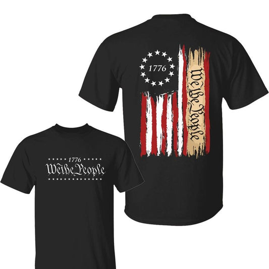 1776 We The People T-Shirt, American Flag Shirt, Patriotic USA Unisex Tee, All Over Print, Crew Neck, Short Sleeve For Men, For Women