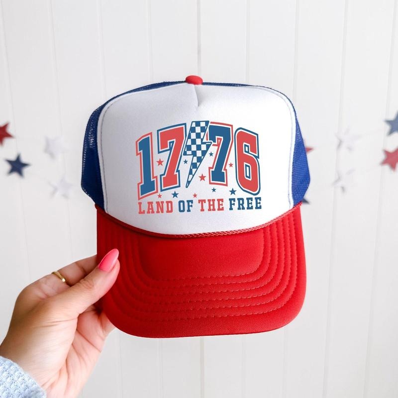 1776, Land Of The Free, Patriotic, Snapback Trucker Hat, America, USA, Independence Day, Patriotic Cap for Women, Sassy Graphic Hats