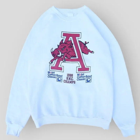 1988 Razorbacks S.W.C Champs Crewneck Basic Sweatshirt Cotton