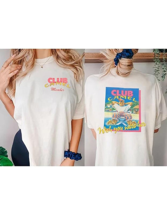 1991 Club Camel Unisex Garment-Dyed T-shirt | Vintage Inspired Joe Camel for Club Med Parody  T-shirt, sweater and Hoodie 2 sides