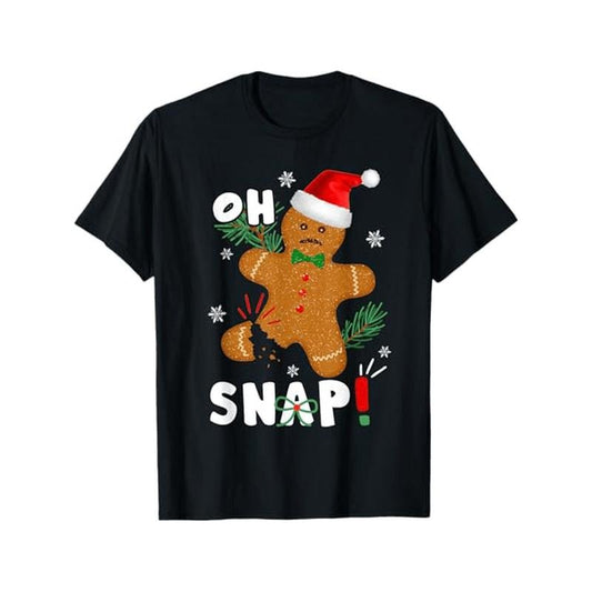 1pc Christmas Gingerbread Man T-Shirt with Santa Hat, Casual Style, Round Neck, Cotton Blend, Stretch Fabric, Loose Fit, Printed Graphic Tee for Men - All Seasons made in usa