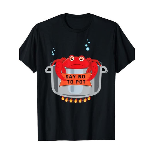 1pc Crayfish & Crab Graphic Tee, 100% Cotton Crew Neck T-Shirt with Slight Stretch, Regular Fit Sports Style Printed Top for Seafood Lovers made in usa