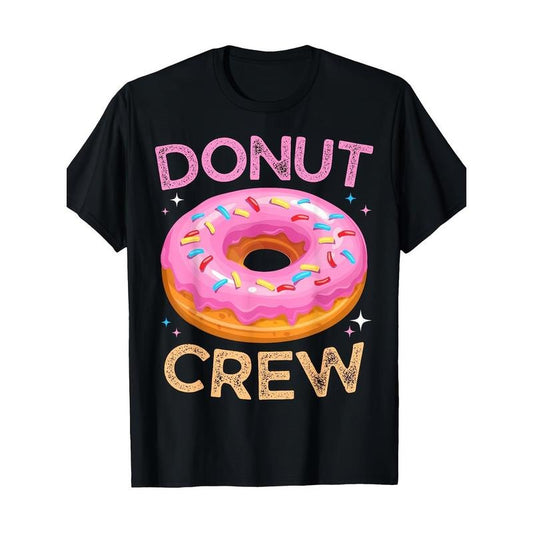 1pc Donut Crew Neck T-Shirt for Men - 100% Cotton Casual Tee with Geometric Donut Pattern, Short Sleeves, Regular Fit, Digital Heat Transfer, All-Season Comfort, Perfect for Weekends and Donut Lovers made in usa
