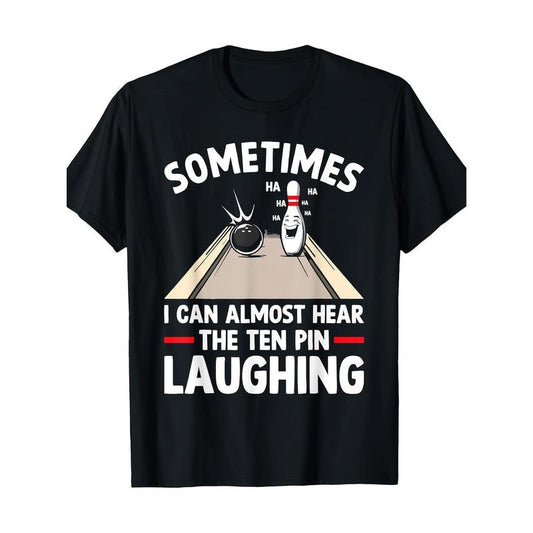 1pc Funny Bowling Graphic T-Shirt, 220g 100% Cotton Crew Neck, All-Season Casual Knit Fabric with Slight Stretch, Regular Fit for Men and Women made in usa