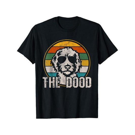 1pc Goldendoodle The Dood Vintage Retro Print T-Shirt, 100% Cotton, Casual Style, Unisex, Round Neck, Knit Fabric, All Seasons, 180g - Perfect Christmas Gift for Dog Lovers made in usa