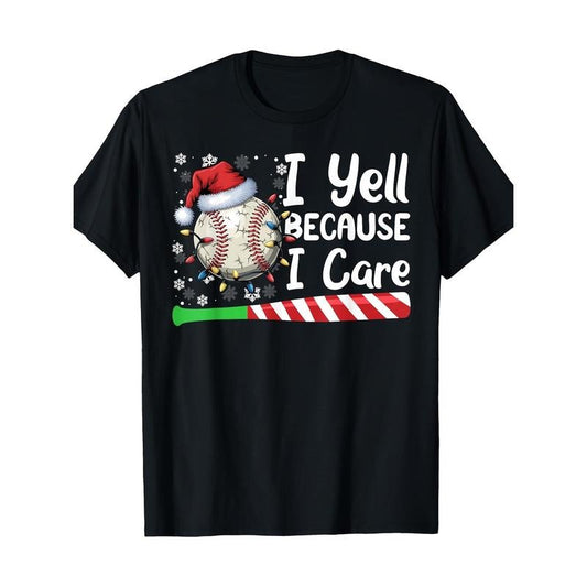 1pc Men'S Casual Christmas Baseball Bat & Candy Cane Print T-Shirt - 100% Cotton, Round Neck, Short Sleeve, Regular Fit, Graphic Tee for All Seasons made in usa