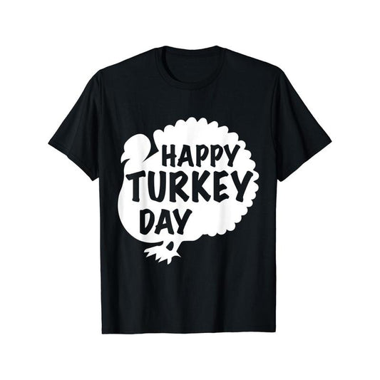 1pc Men'S Thanksgiving Turkey T-Shirt - Casual Crew Neck, Cotton Printed Short Sleeve, All-Season Comfort, Slight Stretch Knit Fabric, Regular Fit - Black made in usa