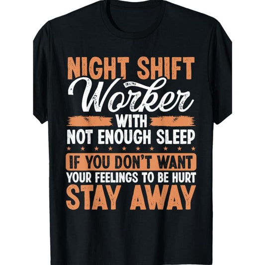 1pc Night Shift Worker Graphic Tee, 100% Cotton Casual Crew Neck T-Shirt, Regular Fit, Adult Men'S Humorous Overnight Factory Worker Print Top, Knit Fabric, Summer Season, for Training & Outdoor Activities Made in USA