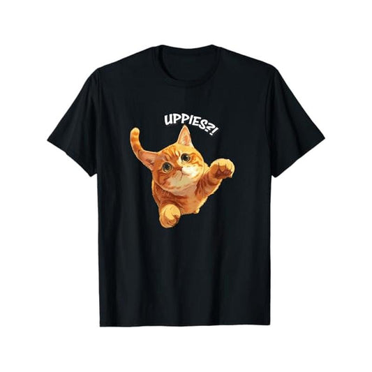 1pc WhimsyCat Men'S Casual Cotton T-Shirt with Orange Tabby Cat Print, Round Neck, Regular Fit, Knitted Fabric, Stretch, All Seasons  made in usa