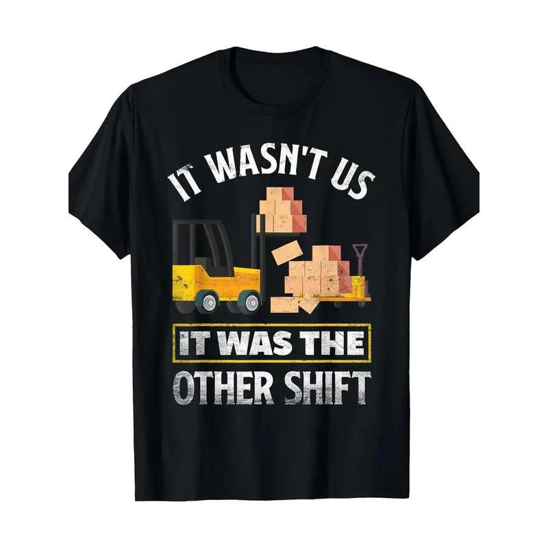 1pc, 100% Cotton, Funny Pattern Printed T-Shirt for Night Shift Workers, Seasonal Casual Men'S T-Shirt, Round Neck Cotton Short-Sleeved T-Shirt, Outdoor Sports T-Shirt, Christmas Thanksgiving Gift, Affilante. Made in USA