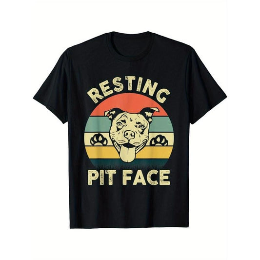 1pc, Funny Dog Pitbull Resting Pit Face_ Pitbull Lover Gift Unisex T-Shirt made in usa