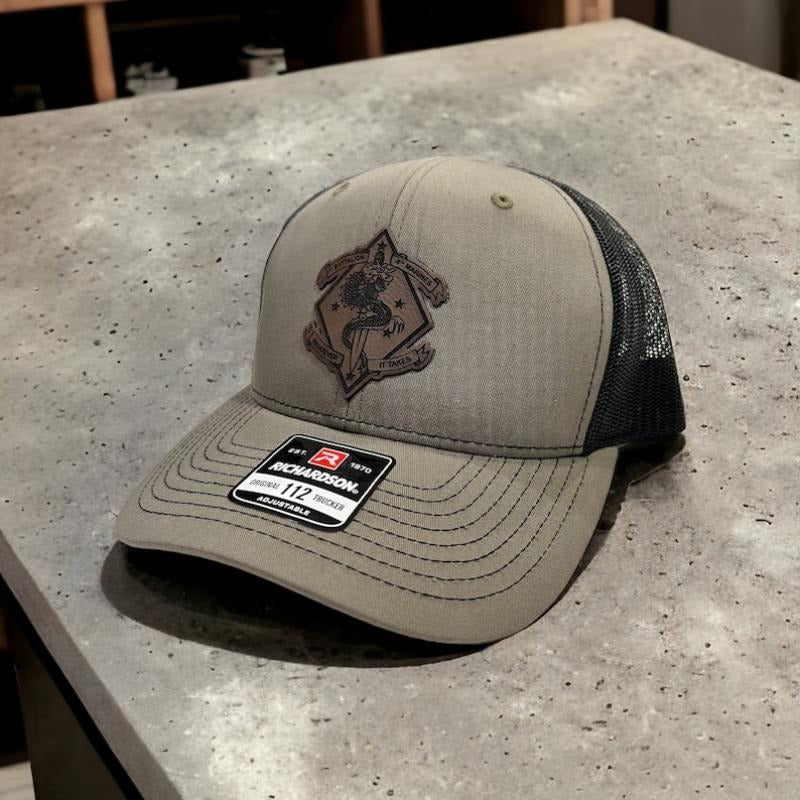 1st Battalion 4th Marines Infantry Leather Hat Patch Richardson Hat Mesh Back Snap Back | Salty Vet |