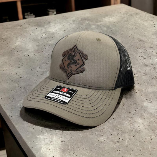 1st Battalion 4th Marines Infantry Leather Hat Patch Richardson Hat Mesh Back Snap Back | Salty Vet |