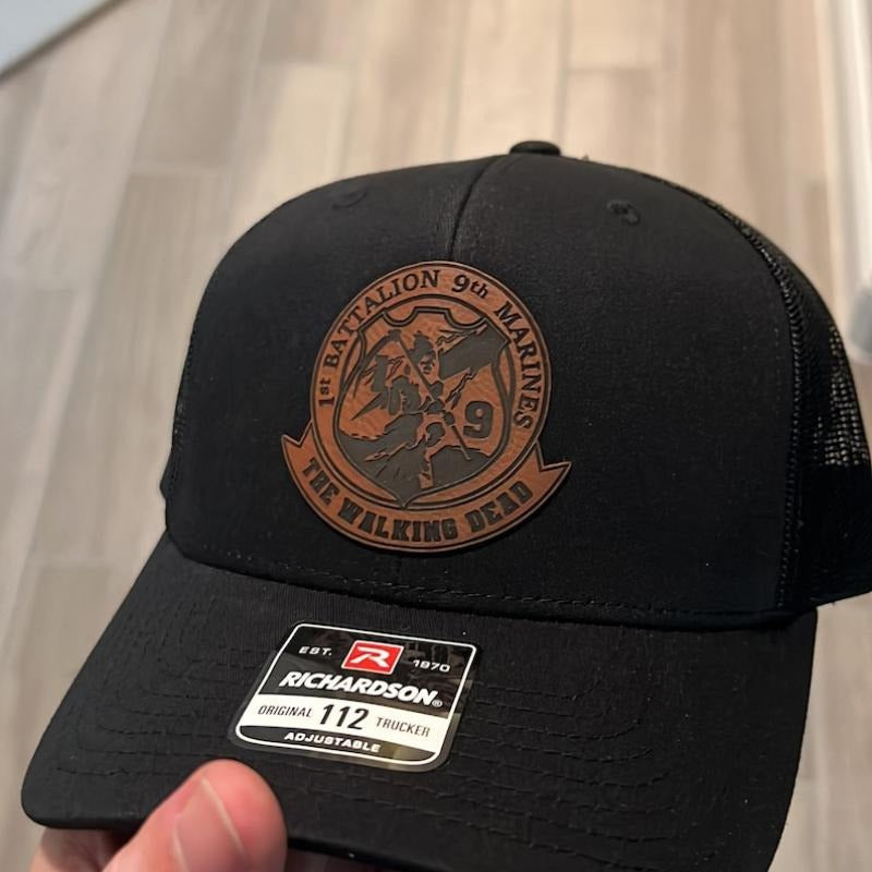 1st Battalion 9th Marines Infantry Leather Hat Patch Richardson Hat Mesh Back Snap Back | Salty Vet |