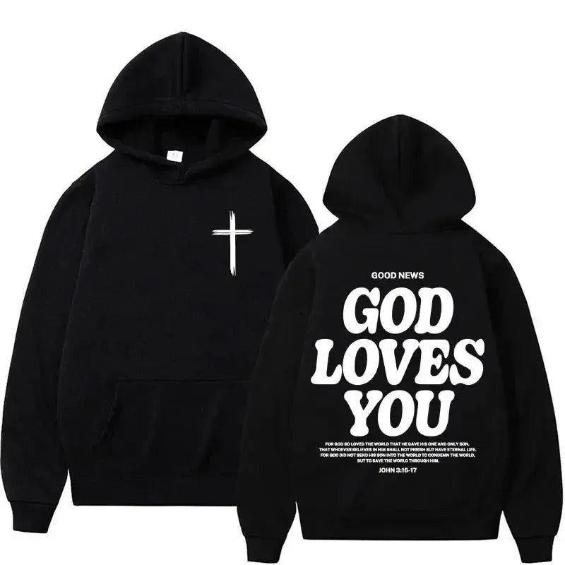 2 Side God loves you Hoodie, Christian Hoodie, Thanksgiving Hoodie, Jesu love you, Jesu shirt, Christmas shirt, Menswear Top, Womenswear Top Underwear Streetwear, Gift for Men, Gift for Women, Trendy shirt,