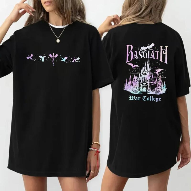 2 Sided Basgiath War College Fourth Wing T Shirt, Gift For Nerd, Bookish Bookworm, Unisex Sweater Pullover Tee