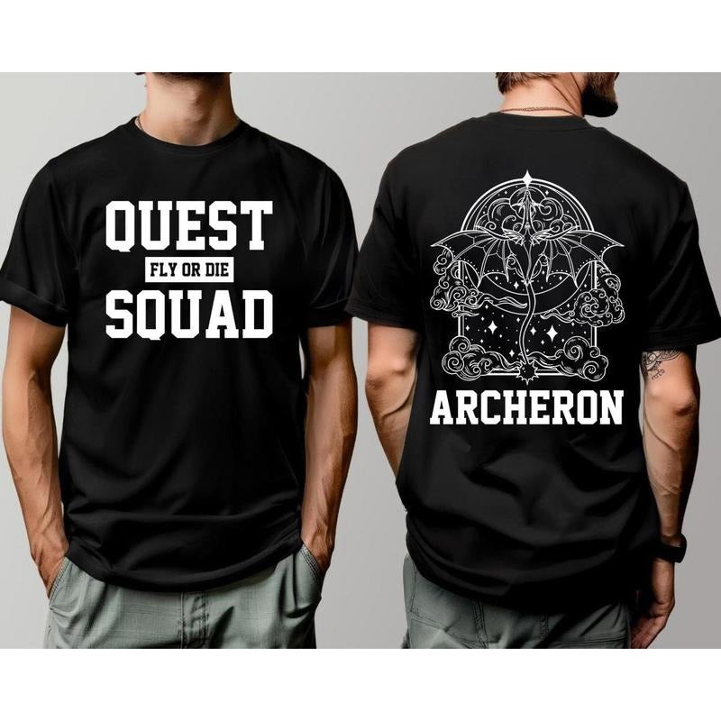 2-Sided Quest Squad Shirt Fly or Die Archeron Basgiath War College T-shirt, Classic Styles, Never Go Out of Fashion, Full Color