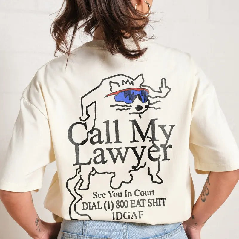 2 Sides CALL MY LAWYER OVERSIZED TEE,Oversized Men Summer Fashion Cotton, Oversized Cotton Menswear, S to 3XL Soft Top