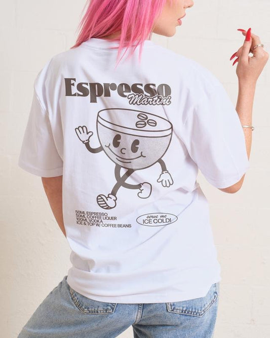 2 Sides Espresso Martini Cocktail, Cute Cartoon T Shirt, Men Women Retro Fashion Short Sleeve T-shirt Casual, S to 3XL