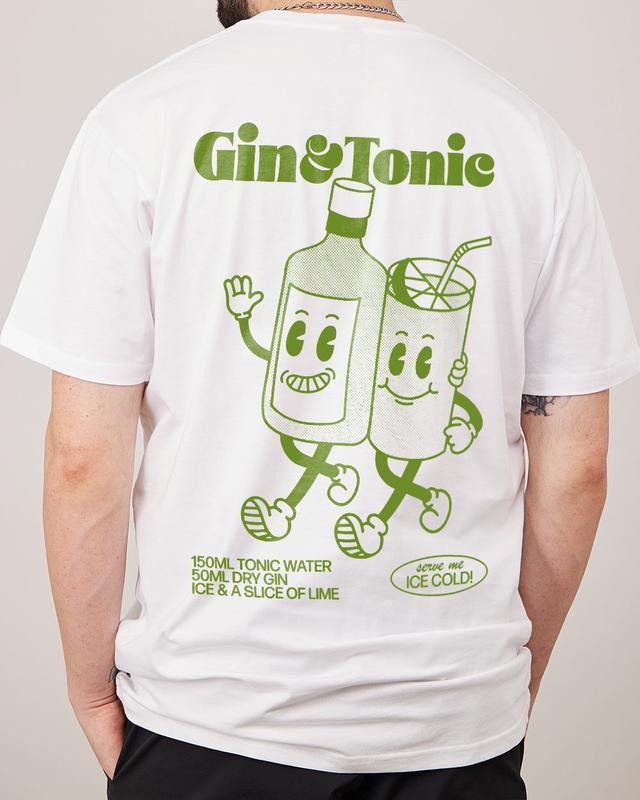 2 Sides GIN AND TONIC Meme T Shirt, Unisex Retro Cartoon Aesthetic T Shirts, Men Summer Fashion Cotton, Cotton Menswear, S to 3XL