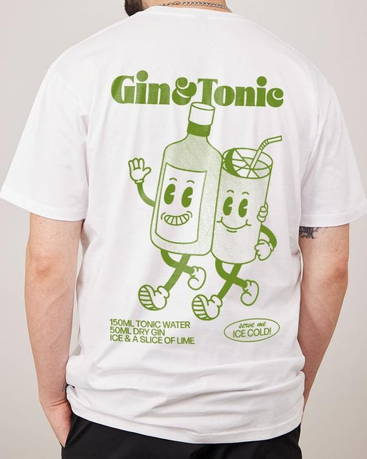 2 Sides GIN AND TONIC Meme T Shirt, Unisex Retro Cartoon Aesthetic T Shirts, Men Summer Fashion Cotton, Cotton Menswear, S to 3XL