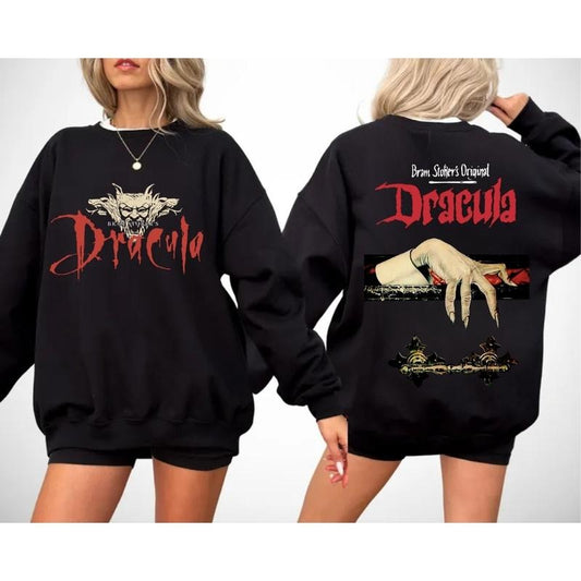 2 Sides Vintage Gothic Bram Stoker's, Draculaaa Book Cover T- Shirts, Trending Sweatshirts, Gothic Apparel, Draculaa Vintage Gothic Tee's, Halloween 2024 Shirt