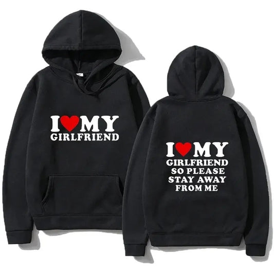 2 Sides, I Love My Girlfriend Printed Hoodie Couple Fashion Sports Shirt Harajuku Casual Top, Gift For Boyfriend, Valentine Sweatshirt