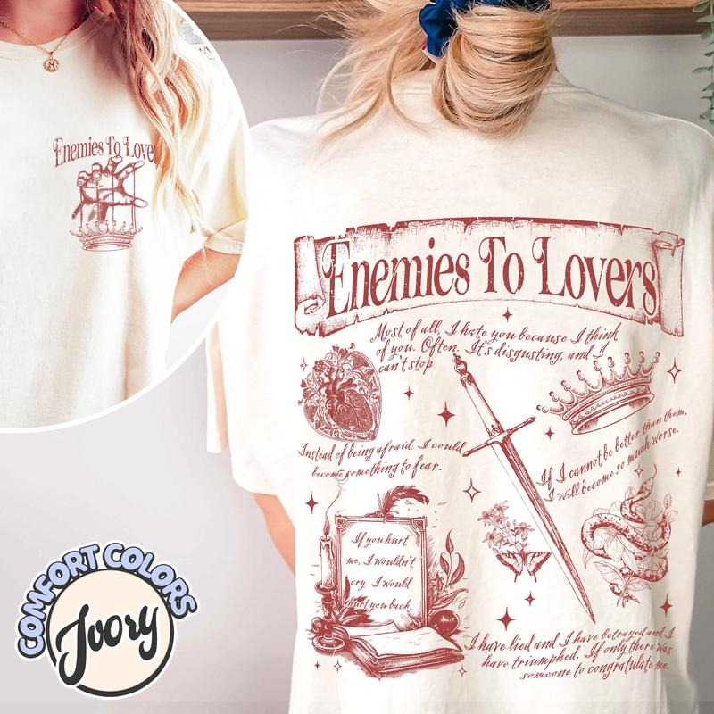 2 Slide Design, Enemies To Lovers T-Shirt, The Wicked King, The Cruel Prince Romantasy The Cruel Prince Quote Shirt, Elfhame Shirt,Dark Romance