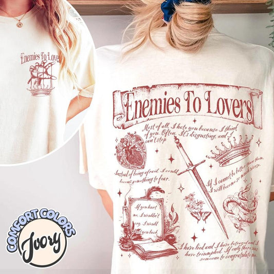 2 Slide Design, Enemies To Lovers T-Shirt, The Wicked King, The Cruel Prince Romantasy The Cruel Prince Quote Shirt, Elfhame Shirt,Dark Romance